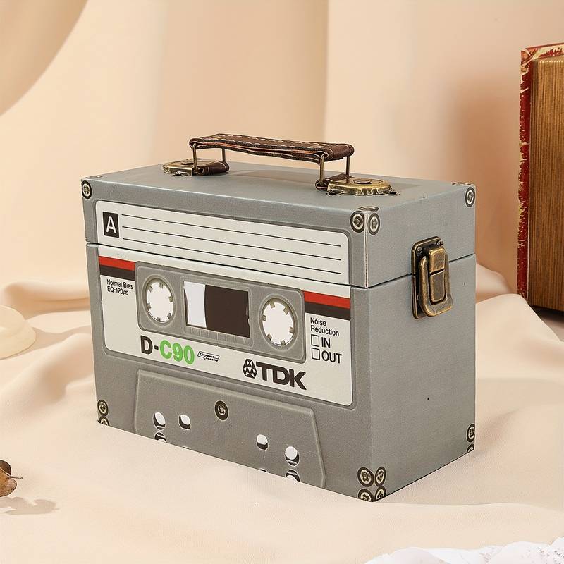 Retro Tape Pattern Storage Box Wood Pu Leather Storage Box - Temu